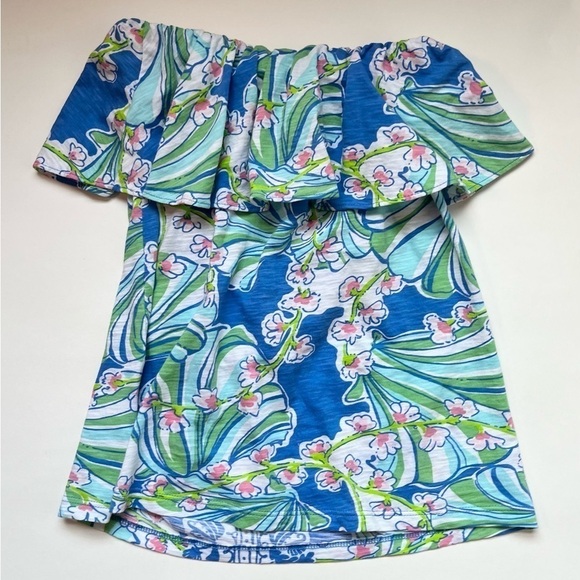 Lilly Pulitzer Wiley Ruffle Tube Top in Bay Blue, size XS - EUC - Picture 3 of 3
